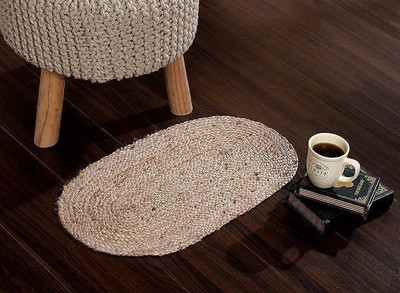 JAY RUGS Beige Jute Carpet(60 cm,  X 40 cm, Oval)