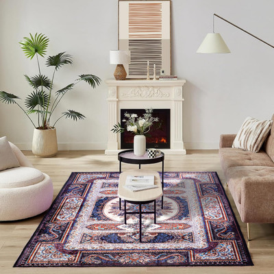 STATUS Blue, White, Black Velvet Carpet(90 cm,  X 150 cm, Rectangle)