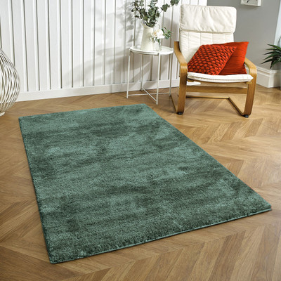 Ra handloom carpet Light Green Polyester Carpet(90 cm,  X 150 cm, Rectangle)