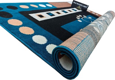 Shag Weaving Light Blue Polypropylene Carpet(90 cm,  X 150 cm, Rectangle)