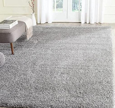 shopgallery Grey Polyester Carpet(4 ft,  X 6 ft, Rectangle)