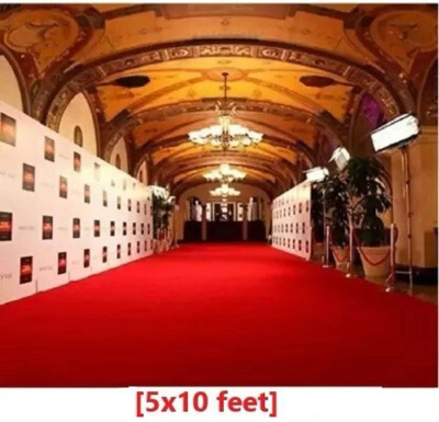 R CARPETS Red Acrylic Carpet(150 cm,  X 310 cm, Rectangle)