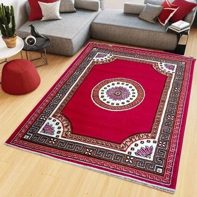 Alina International 150 cm  X 195 cm Silk Carpet(Rectangle, Red)