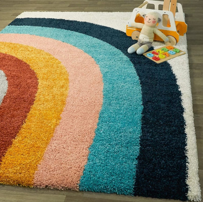 SR Handloom Multicolor Polyester Carpet(152.4 cm,  X 213.36 cm, Rectangle)