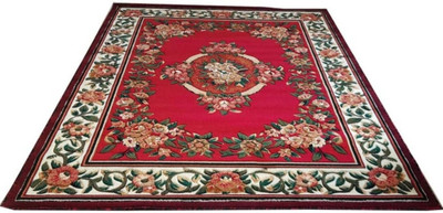 Samjeeda Handloom carpets Red Silk Carpet(5 cm,  X 7 cm, Rectangle)