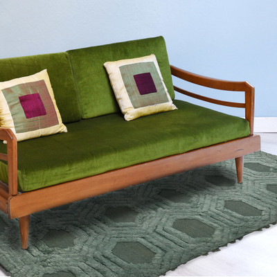 Decordec Green Wool Carpet(5 ft,  X 8 ft, Rectangle)