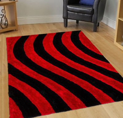 HR CARPET Red, Black Polyester Carpet(3 ft.,  X 5 ft., Rectangle)