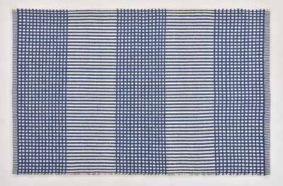 UB Home and Decor 60 cm  X 90 cm Cotton Area Rug(Rectangle, Blue, White)