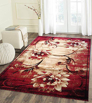 DanishCarpet Red Acrylic Carpet(5 ft,  X 7 ft, Rectangle)