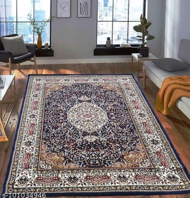 Samjeeda Handloom carpets Multicolor Silk Carpet(5 cm,  X 7 cm, Rectangle)