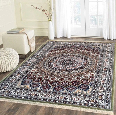 Samjeeda Handloom carpets Multicolor Silk Carpet(6 cm,  X 8 cm, Rectangle)