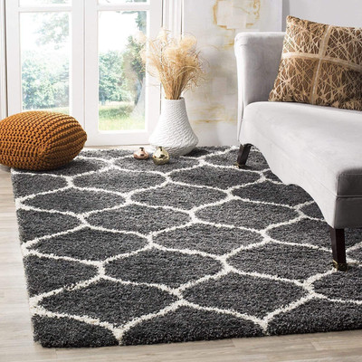 RM Handloom Grey Polyester Carpet(9 cm,  X 6 cm, Rectangle)