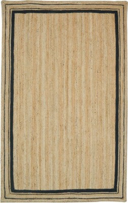 MRIC Beige, Black Jute Carpet(5 cm,  X 8 cm, Rectangle)