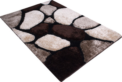 Woolpik Brown Polyester Carpet(5 cm,  X 7 cm, Rectangle)