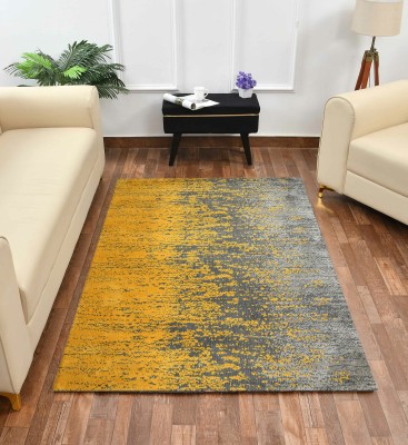 PRESTO BAZAAR Yellow, Grey Polyester Carpet(4 ft,  X 6 ft, Rectangle)