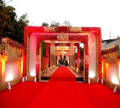 BhCarpet Red Synthetic Carpet(5 ft,  X 15 ft, Rectangle)
