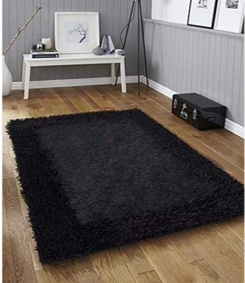 SR Handloom Black Polyester Carpet(2 ft,  X 4 ft, Rectangle)
