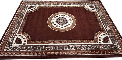 SHABA 182 cm  X 243 cm Acrylic Carpet(Rectangle, Brown, White)