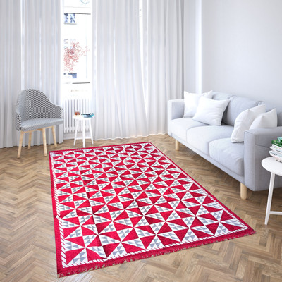 lupusiya Red Chenille Carpet(152 cm,  X 213 cm, Rectangle)
