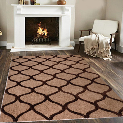 Woolpik Brown Polyester Carpet(3 cm,  X 5 cm, Rectangle)