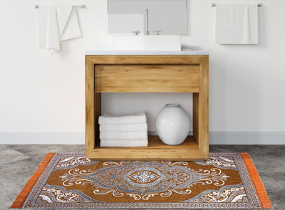 AAZEEM Orange Velvet Area Rug(3 cm,  X 5 cm, Rectangle)