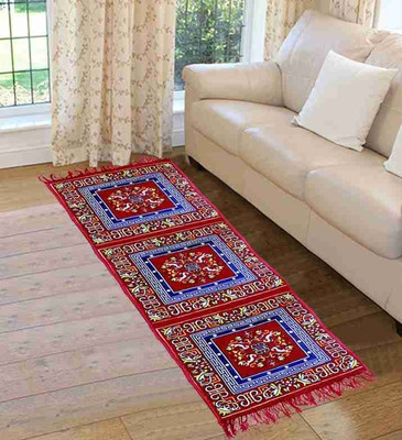 YOURUG Maroon Cotton, Velvet Carpet(2 ft,  X 6 ft, Rectangle)
