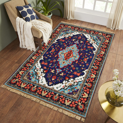 BLUSH & BLOOM Blue Velvet Carpet(152 cm,  X 214 cm, Rectangle)