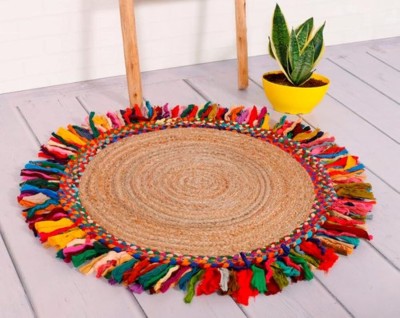 Ridhima Handloom Multicolor Jute Carpet(90 cm,  X 90 cm, Circle)