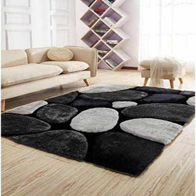 RM Handloom Black, Silver Polyester Carpet(6 ft,  X 2 ft, Rectangle)