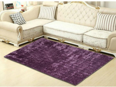 SR Handloom Purple Polyester Carpet(4 ft,  X 8 ft, Rectangle)