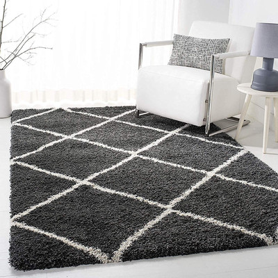RM Handloom Grey Polyester Carpet(5 cm,  X 2 cm, Rectangle)