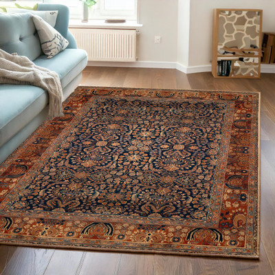 Ishro Home Dark Blue Polyester Carpet(153 cm,  X 214 cm, Rectangle)