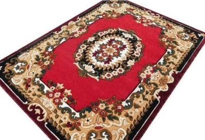Ra handloom carpet Red Silk Carpet(5 ft,  X 7 ft, Rectangle)