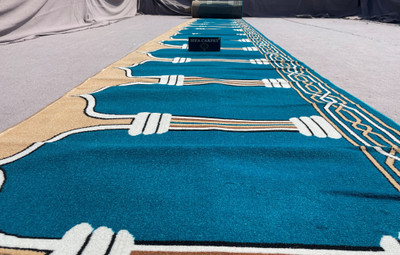 TAHNOORCARPET Blue Acrylic Carpet(120 cm,  X 300 cm, Rectangle)