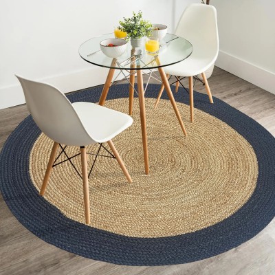 MRIC Black, Beige Jute Carpet(90 cm,  X 90 cm, Circle)