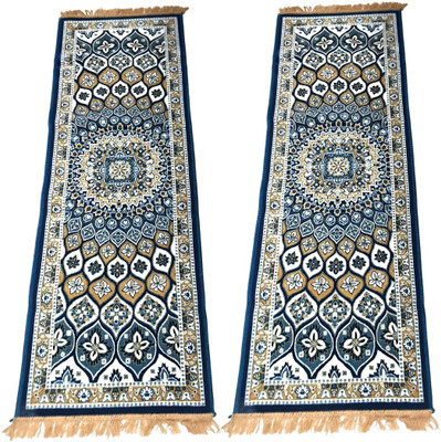 mehar creation Blue, Beige Polyester Runner(60 cm,  X 180 cm, Rectangle)