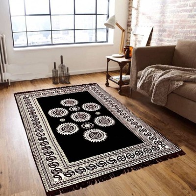 MGARTT Black Cotton Carpet(5 ft,  X 6 ft, Rectangle)