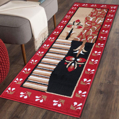 RUGS EXPERTS Red Acrylic Runner(2 cm,  X 5 cm, Rectangle)