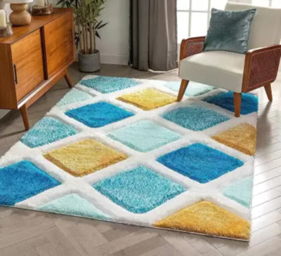 SR Handloom Multicolor Polyester Carpet(6 cm,  X 2 cm, Rectangle)