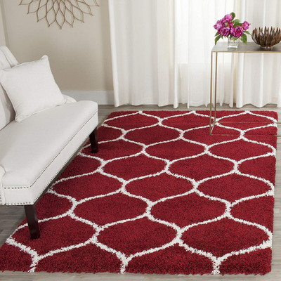 BhCarpet Red Polyester Carpet(3 ft,  X 5 ft, Rectangle)