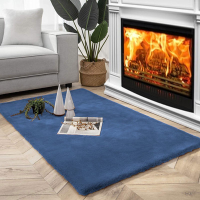 Acarpet Blue Polyester Carpet(90 cm,  X 150 cm, Rectangle)