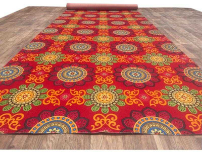 BhCarpet Red, Maroon Synthetic Carpet(5 ft,  X 10 ft, Rectangle)