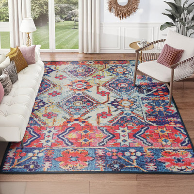 STATUS Multicolor Polyester Carpet(5 ft,  X 7 ft, Rectangle)