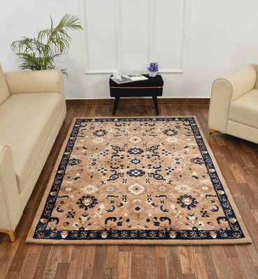 PRESTO BAZAAR Orange Polyester Carpet(4 ft,  X 6 ft, Rectangle)