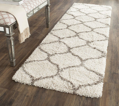 BhCarpet White Polyester Runner(2 ft,  X 8 ft, Rectangle)