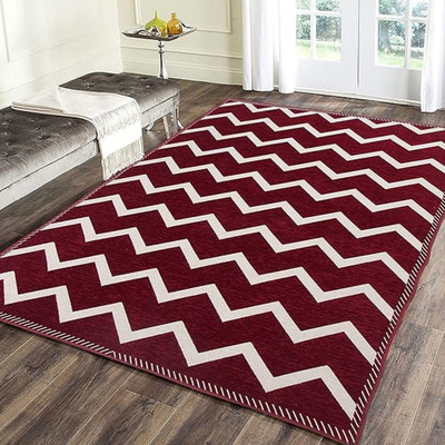 RADECOR Red Chenille, Velvet Carpet(152 cm,  X 213 cm, Rectangle)