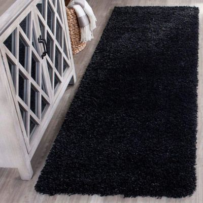HR CARPET Black Polyester Carpet(5 ft.,  X 5 ft., Square)