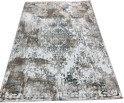 IP FASHION Grey, Brown, White Silk Carpet(155 cm,  X 210 cm, Rectangle)