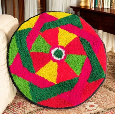 varsha tex Multicolor Cotton Area Rug(60 cm,  X 60 cm, Circle)