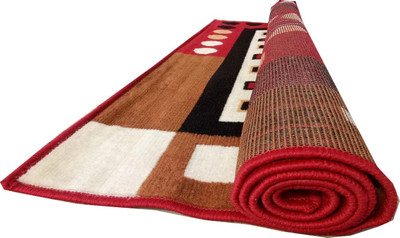 R CARPETS Red Silk Carpet(5 ft,  X 7 ft, Rectangle)